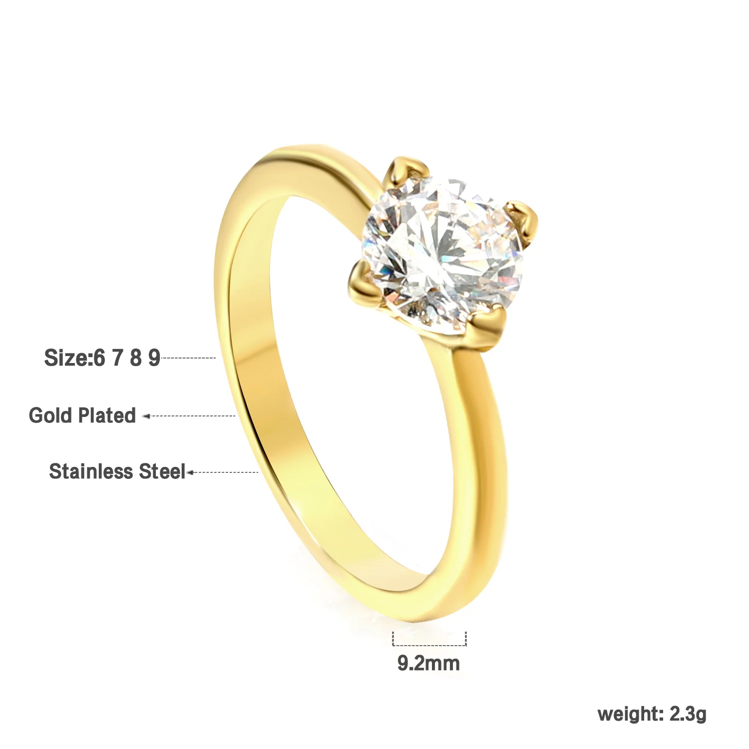LUXUSTEEL Size 6-9 Rings For Women Stainless Steel Pink White Yellow Cubic Zirconia Rings Jewelry Gift for Engagement Wedding