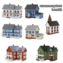 Evemodel Model Farm House HO Scale 1:87 Assembled Painted Christmas Two-story Village Building (Pack of 1)