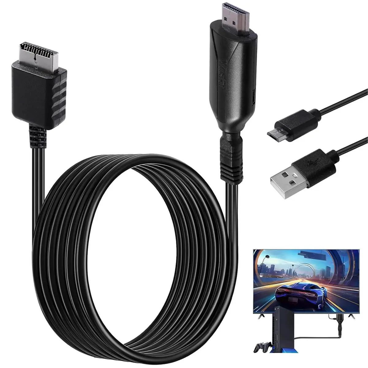 (A32M) PS1/PS2 to HDMI-Compatible Adapter Cable for Gaming Consoles, Supports 720P/1080P HD Output, Compact Design