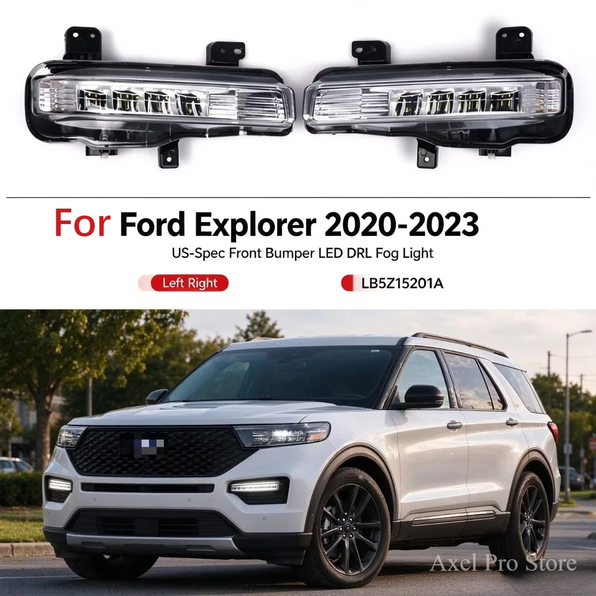 LED Front Bumper Fog Light for Ford Explorer 2020-2023 US Left Right Driving Lamp LB5Z15201B LB5Z15200E