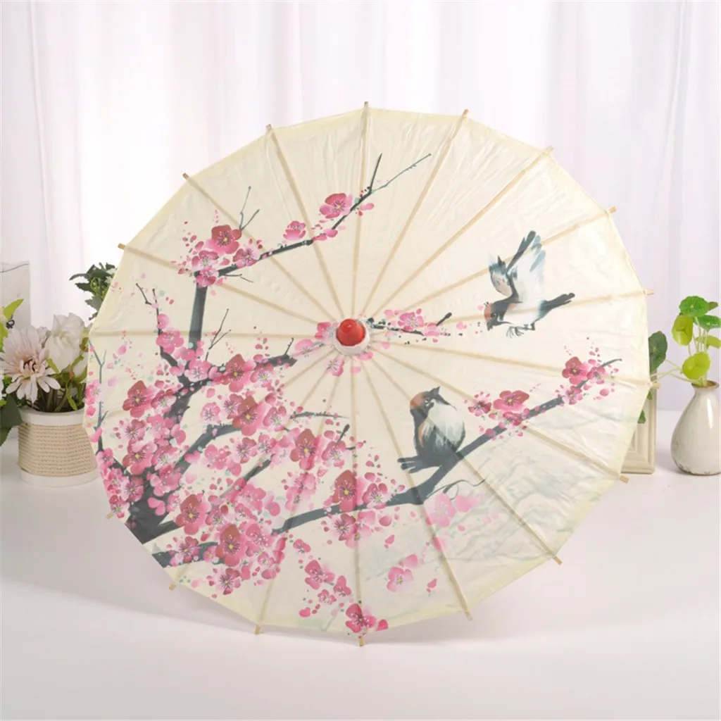 Silk Cloth Women Umbrella Blossoms Ancient Dance Umbrella Decorative Umbrella Chinese Oil Paper Umbrella