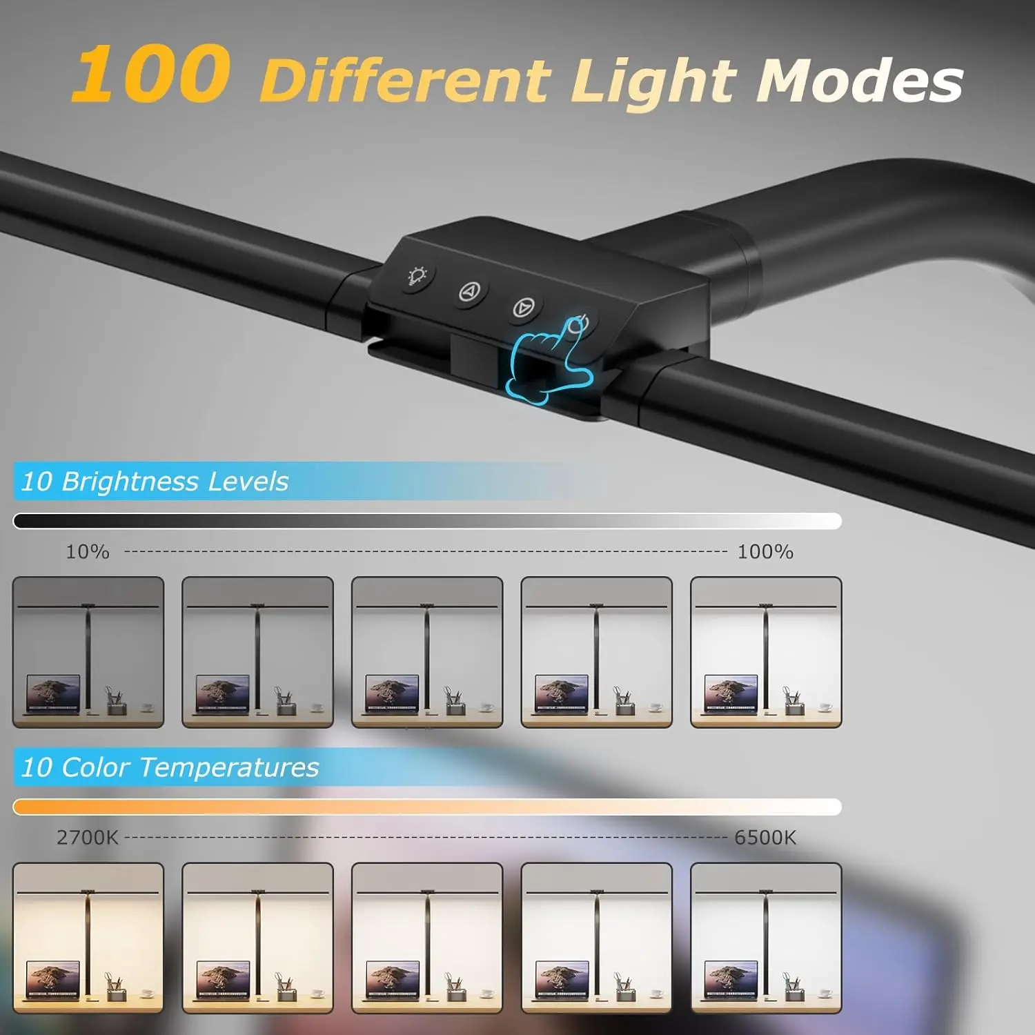 Dimmable Double Single Head LED Clip Desk Lamp for Computer Monitor, Office Reading and Architect Table Work Light