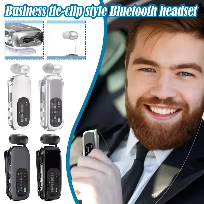 

K75 Lavalier Bluetooth Headset Single Ear Business Call Headset With Wire Clip In-Ear Bluetooth Handsfree Digital Display ﻿