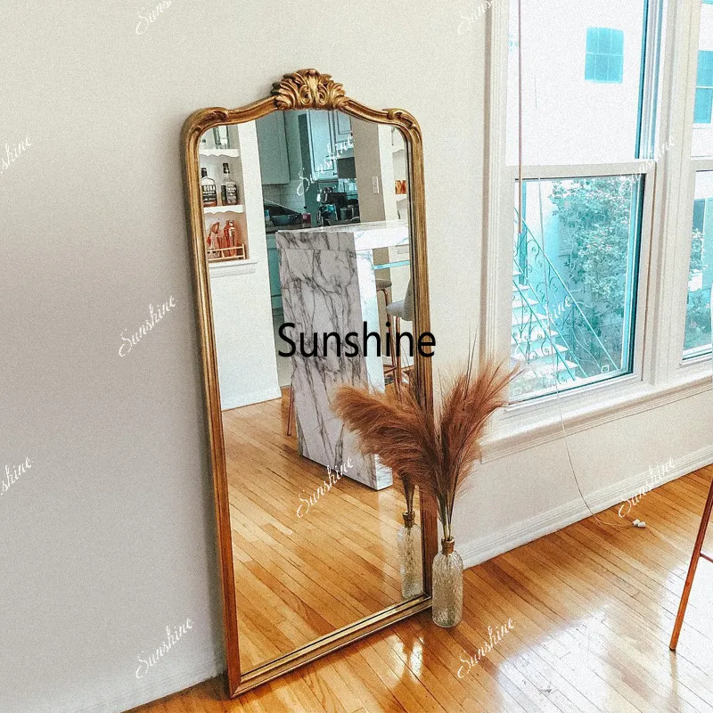 American retro aisle full-length mirror cloakroom full-length mirror household carved fitting mirror