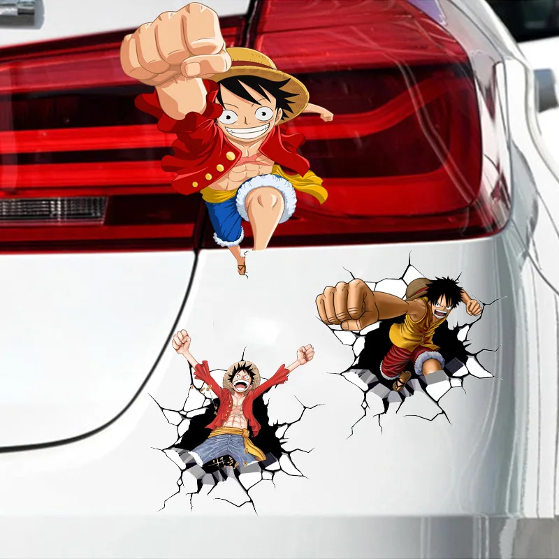 9 Styles 1PC Car Reflective Stickers Auto Accessories Scratches Cover Window Body Sticker Motor Anime For One Piece Car Styling