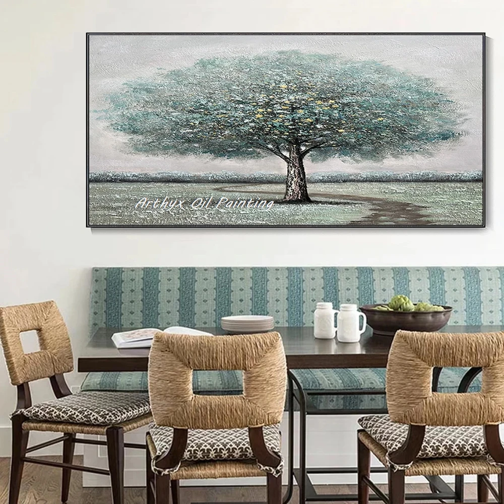 

Arthyx,100% Handpainted Tree Landscape Oil Painting On Canvas,Abstract Poster,Modern Wall Art Picture For Living Room Home Decor
