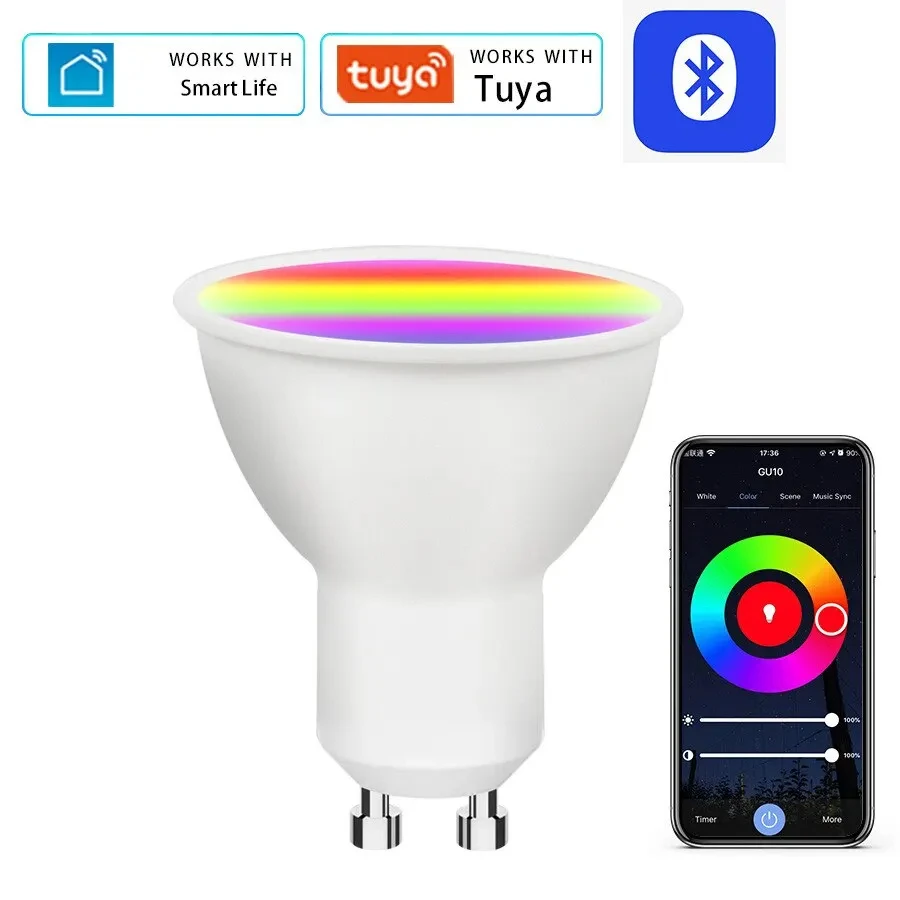 GU10 Bluetooth Lamp Tuya Smart Bulb RGB 220V RGB Led Light Bulbs Smart Led Bulb 9W Dimmable Spotlight For Room Home Decor