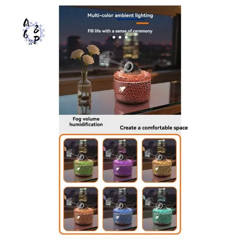 A68P-Model Glass Aromatherapy Diffuser - Ultrasonic Humidifier With Colorful Cracked Patterns For Home