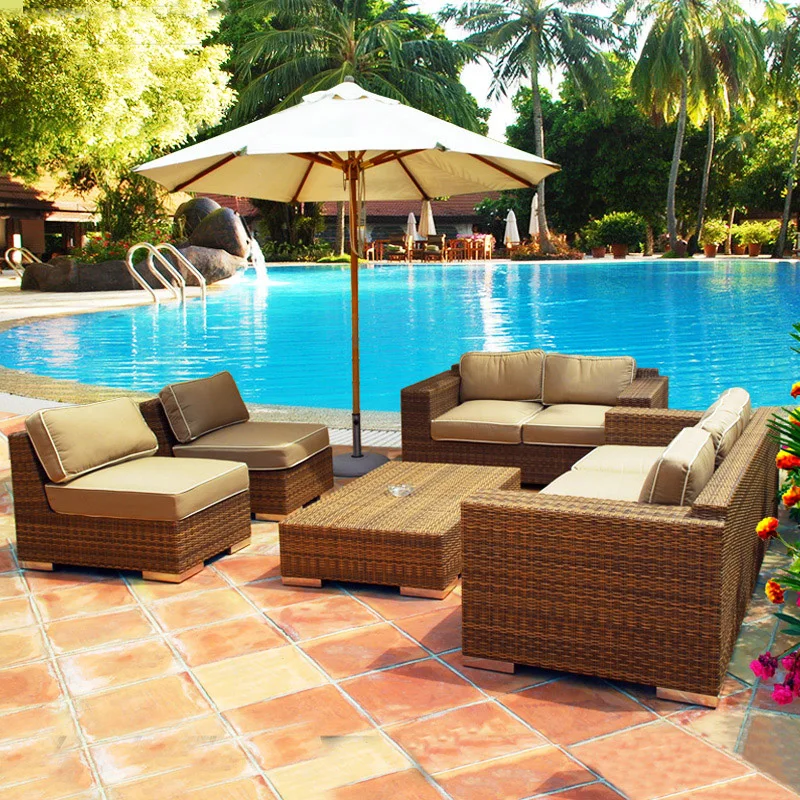 

Садовая мебель для отдыха на открытом воздухе 1123 Набор коричневых диванов из ротанга