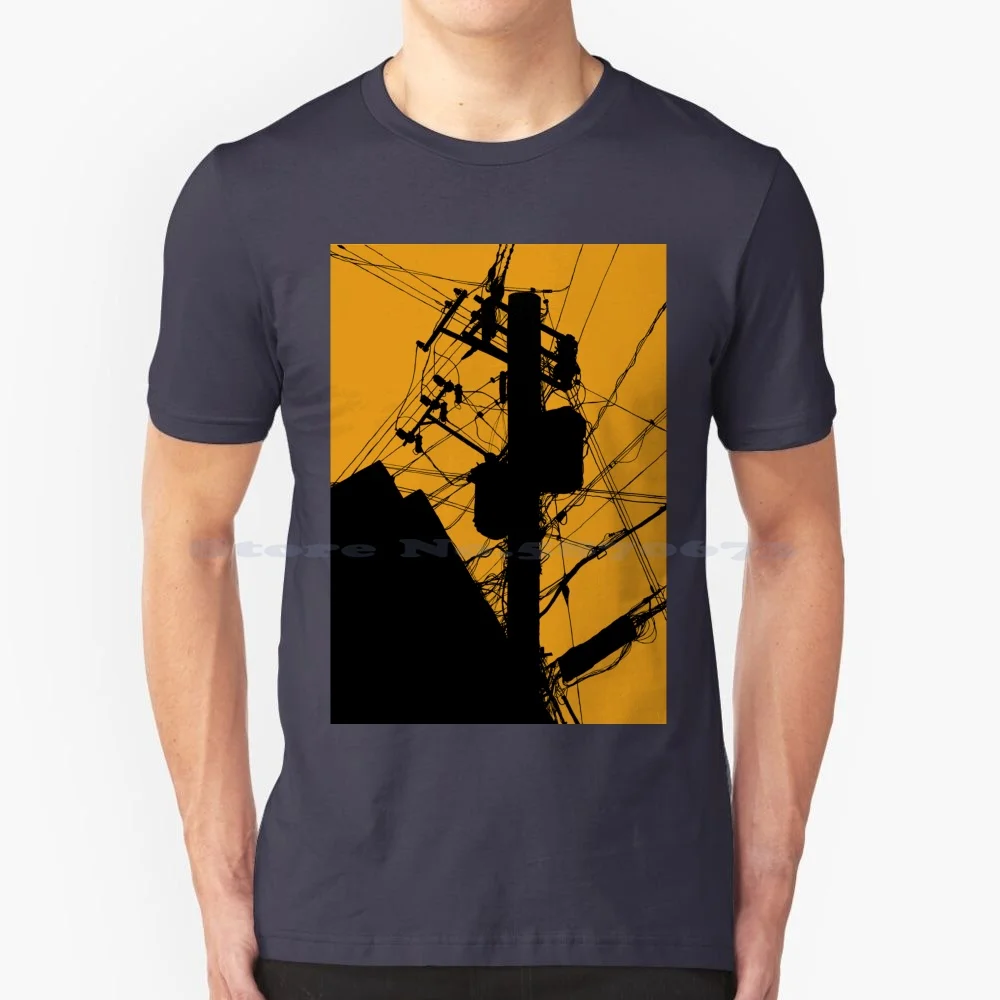 T Shirt 100% Cotton Tee Electric Post Industry Outside Outdoors Daylight Electricity Sunset Buildings Urban New York Pastel