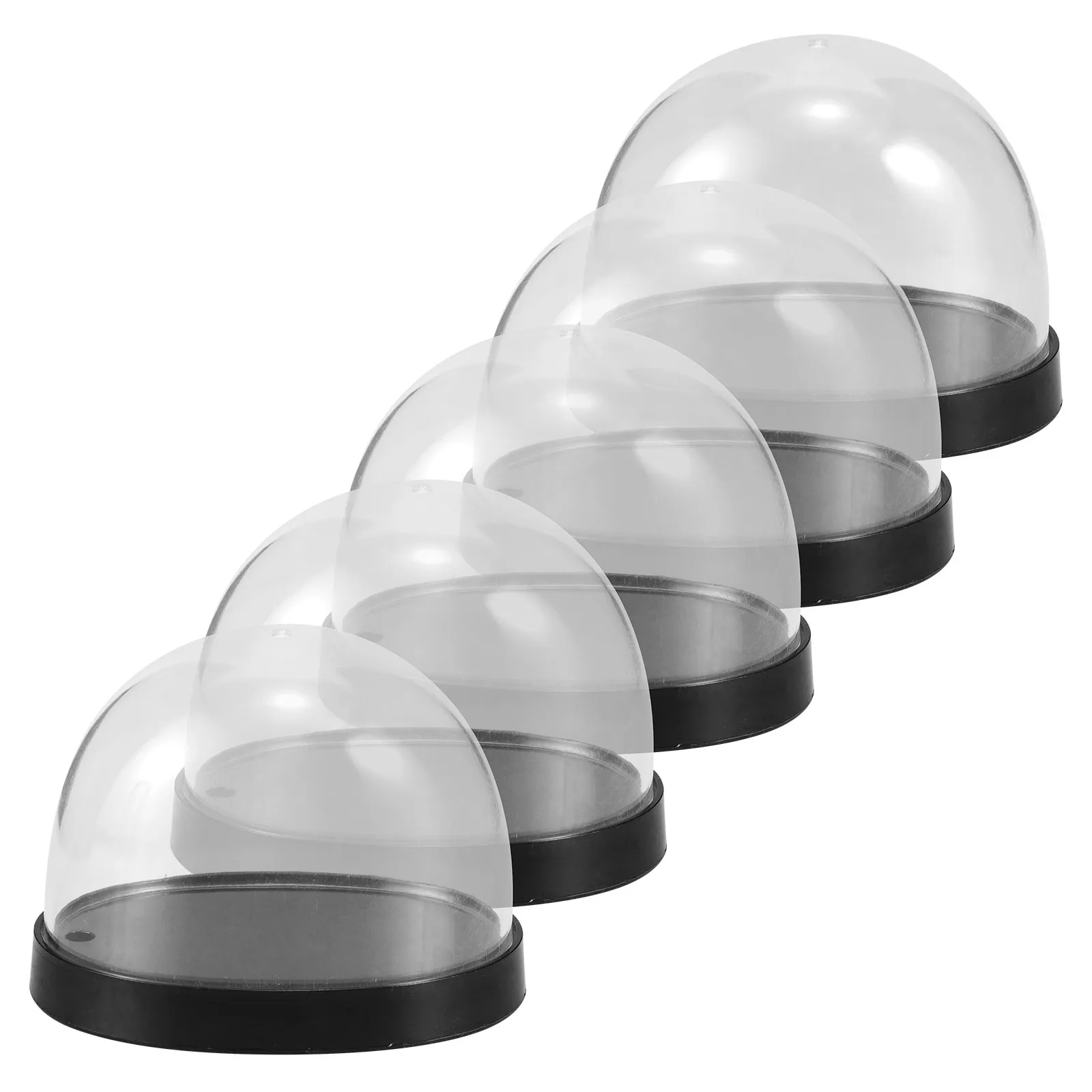 5Sets Plastic Display Dome Cloche Transparent for Flowers Vase Covers Decorative Showcase Mini Cloche Dome Dried Flower Display