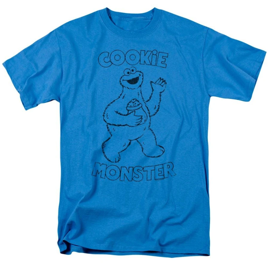 Sesame Street Cookie Monster Sketch Shirt Turquoise – Officially Licensed Unisex Graphic Tee New Women's Vintage Breathable Tee