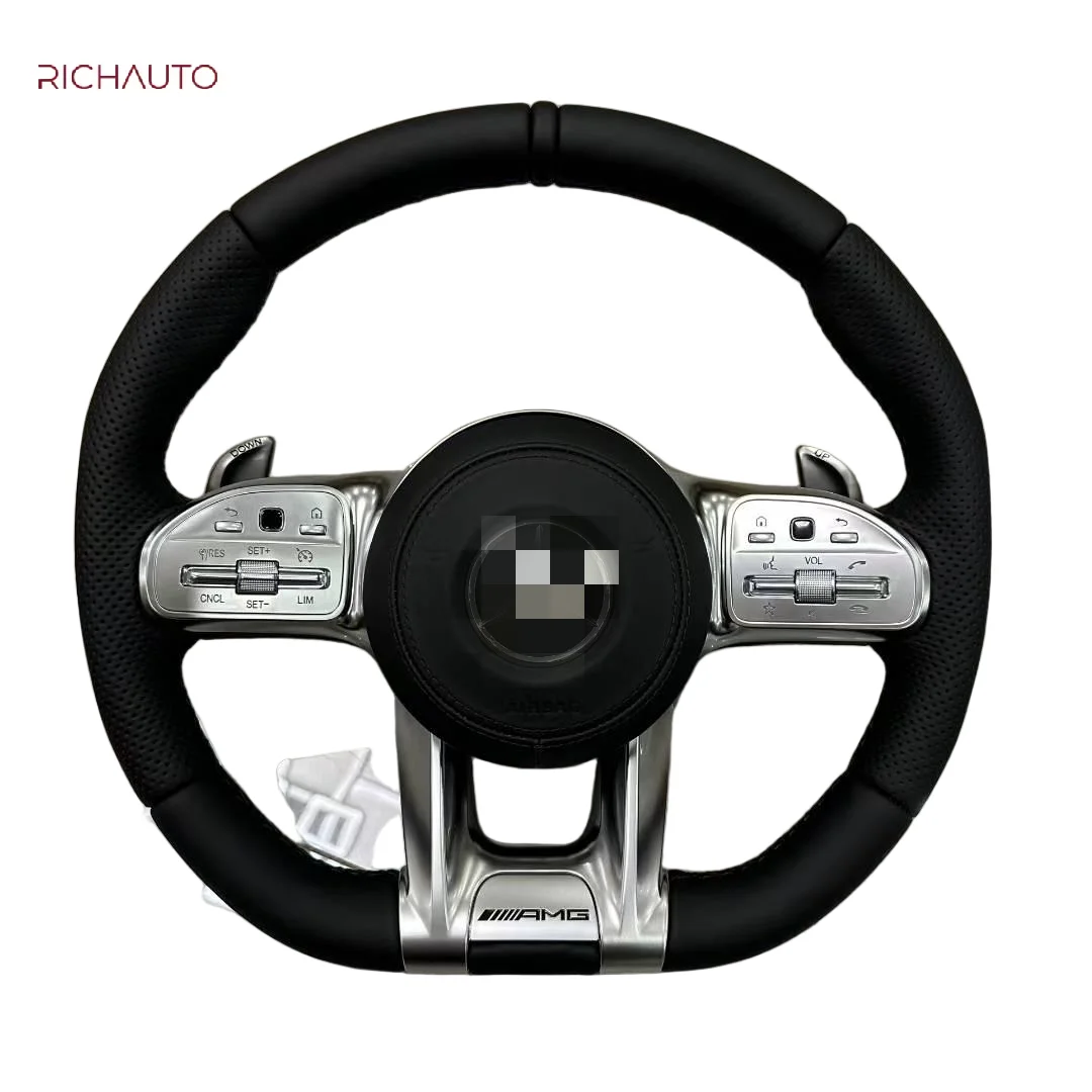 

Custom Nappa Leather Racing Steering Wheel for Mercedes OEM Touch Controls & Paddle Shift Ready Model 809