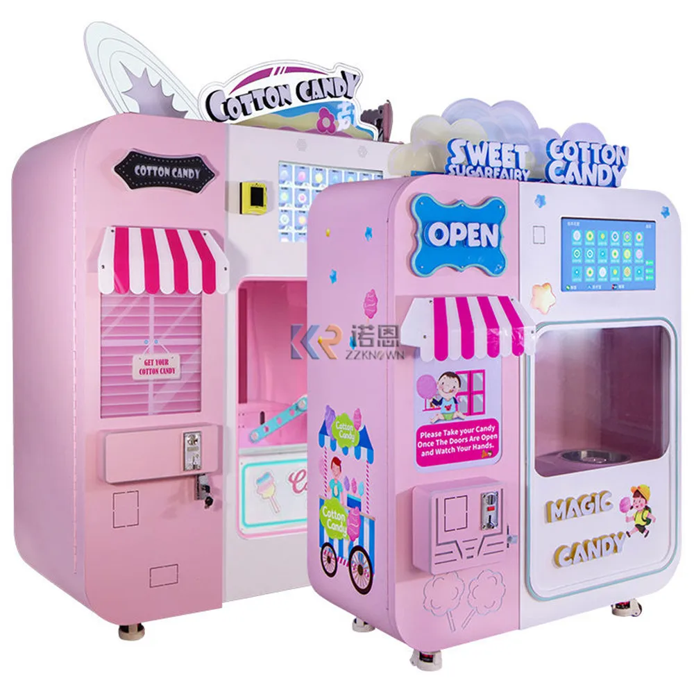 Automatic Pink Cotton Candy Machine Vending Machine Making Cotton Candy Machine Customized Credit Card payment