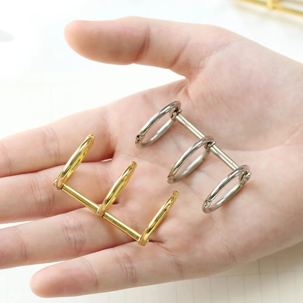 6 Pcs Spiral Notebook Metal Binder Rings DIY Small Golden Three-hole File Office