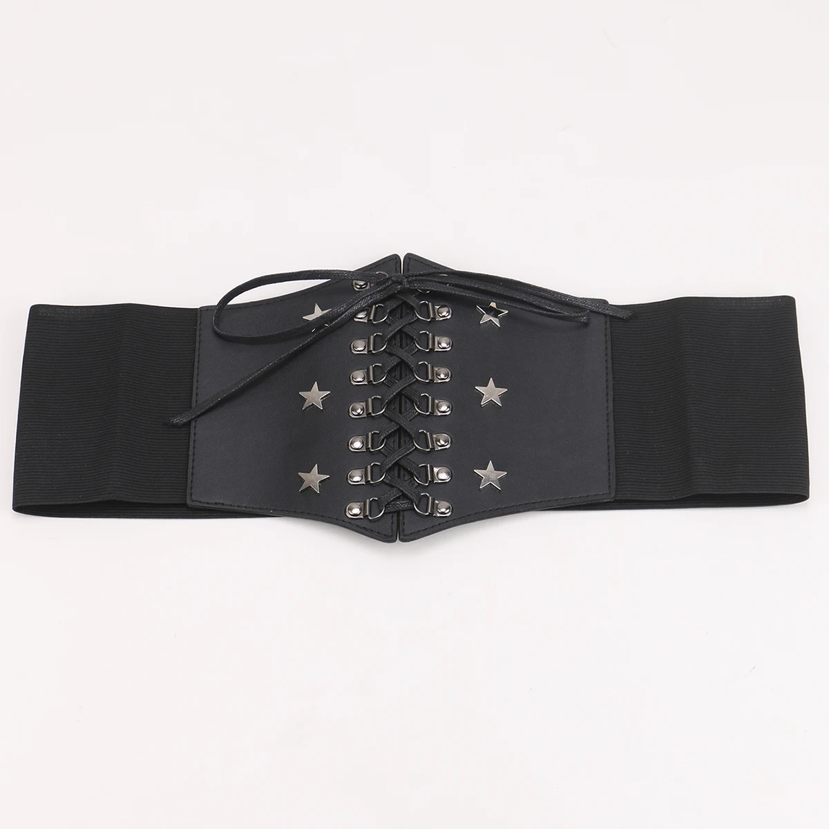 Punk pentagram Stud Decoration tie rope Elastic Ladies\'s Cummerbunds corset waist Hit Hot Girdle For women wide belt on Dress