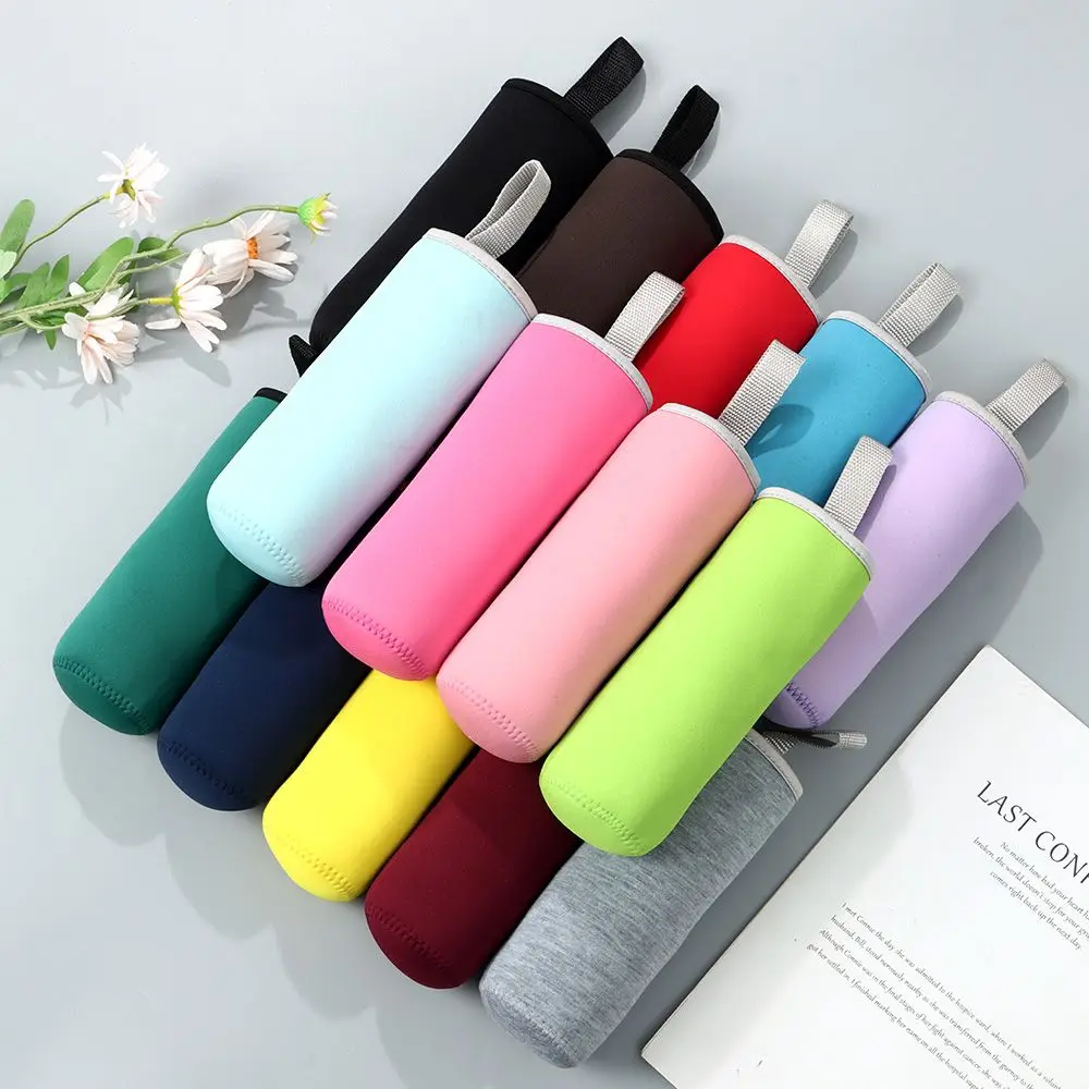 Mehrfarbige Neopren-Wasser flaschen abdeckung nützliche Vakuum becher hülle Outdoor-Sport wasser flaschen etui tragbare Glasflaschen abdeckung