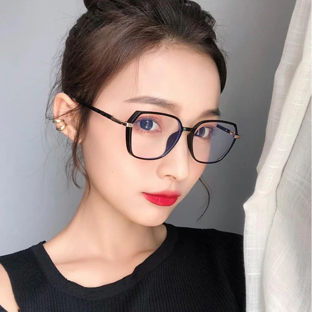 

1 Pair Anti-Blue Light Glasses Lightweight Metal Frame Eyeglasses For Women Men Large Polygonal Lens Comfortable Non-Slip Design
