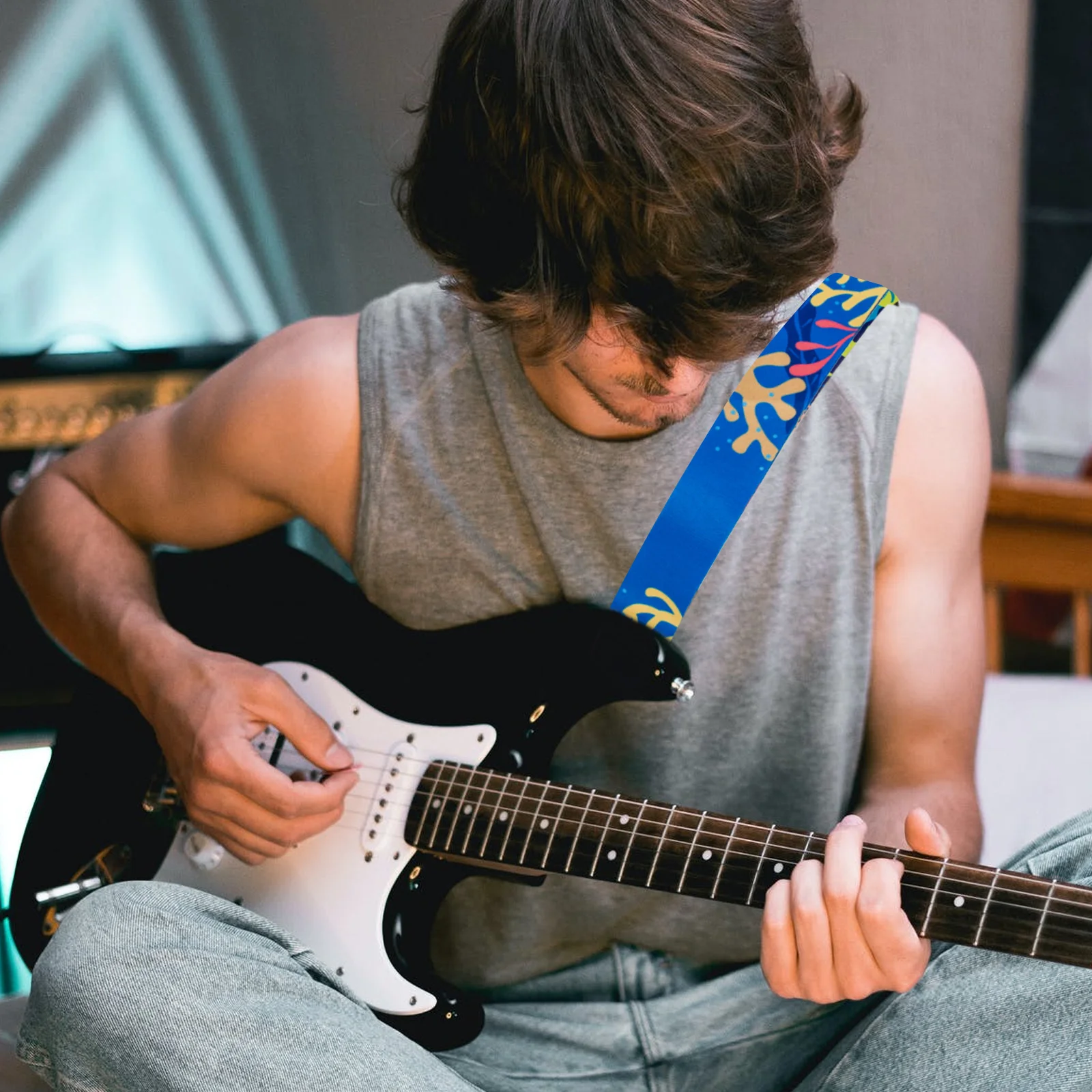 

Acoustic Guitar Strap Shoulder Delicate Belt Decor No Punching Creative Cloth Student for