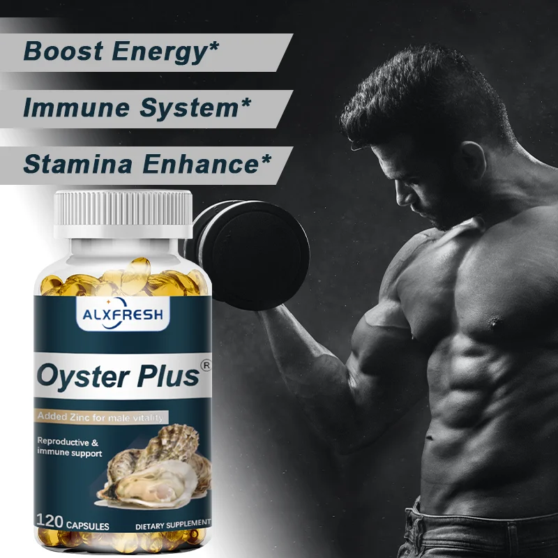 Alxfresh Oyster with Zinc Capsules for Natural Energy, Strenth, Immune System Support Male Health Nutrition Supplement Non-GMO