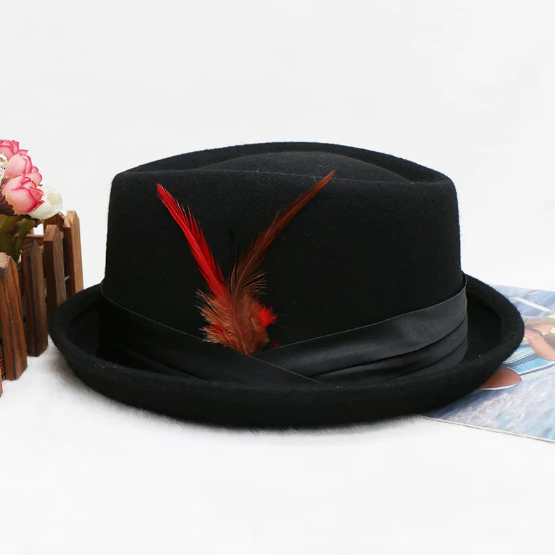 Korean Style Woolen Gem Top Bow Curling Unisex Billycock Hot Sale Trendy Personality Hat