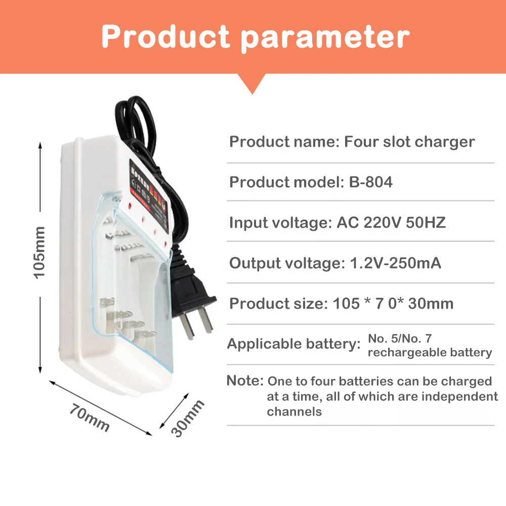 AA /AAA 4 Slots Battery Charger 220V Ni-Cd Fast Rechargeable US / EU Plug For 1.2V Battery Charger with Cover Protection