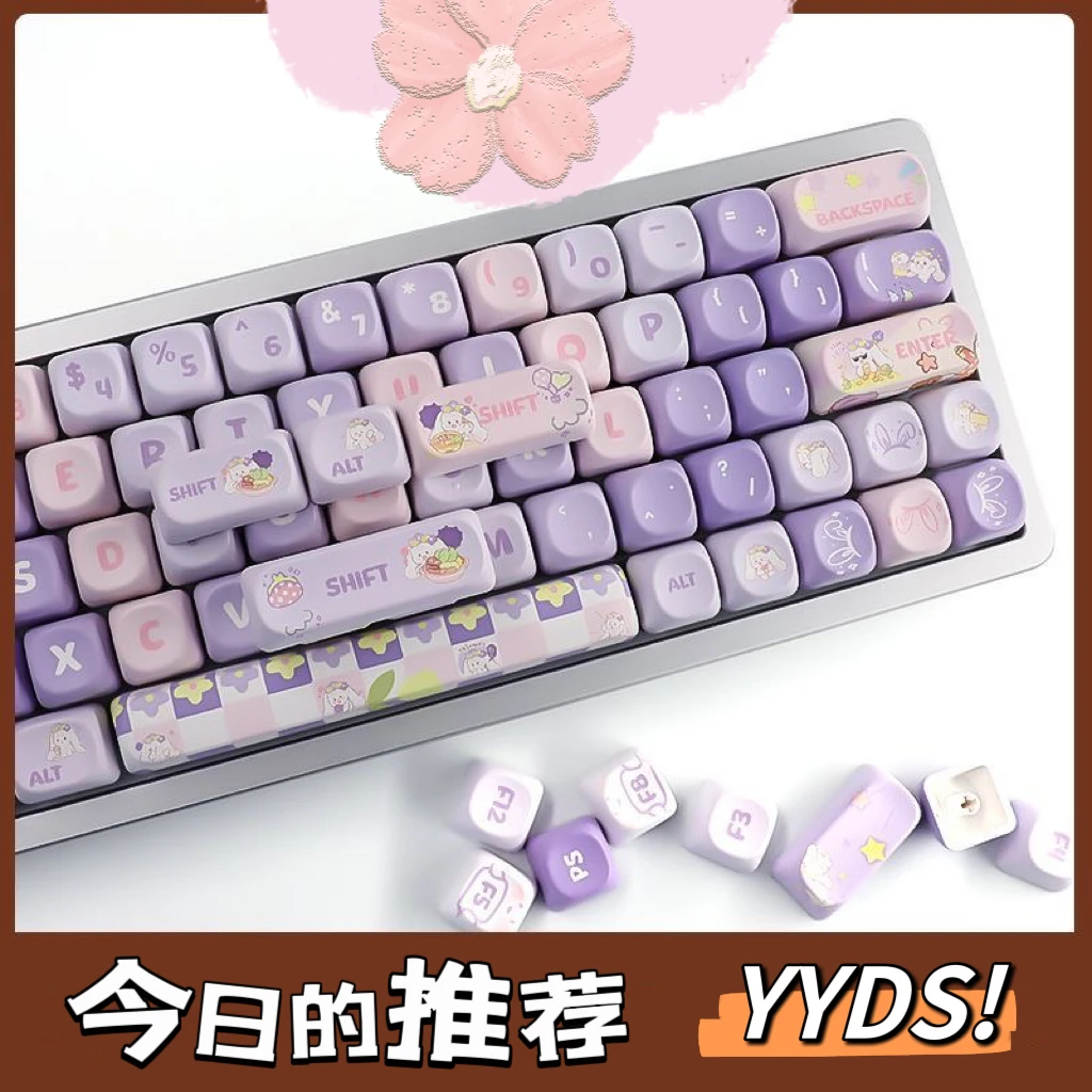 MOA Profile Keycap Cute Rabbit Gift PBT Keycaps 134 Keys Cute Key Cap Dye Sublimation Mechanical Gaming Keyboard Keycap MX Switc