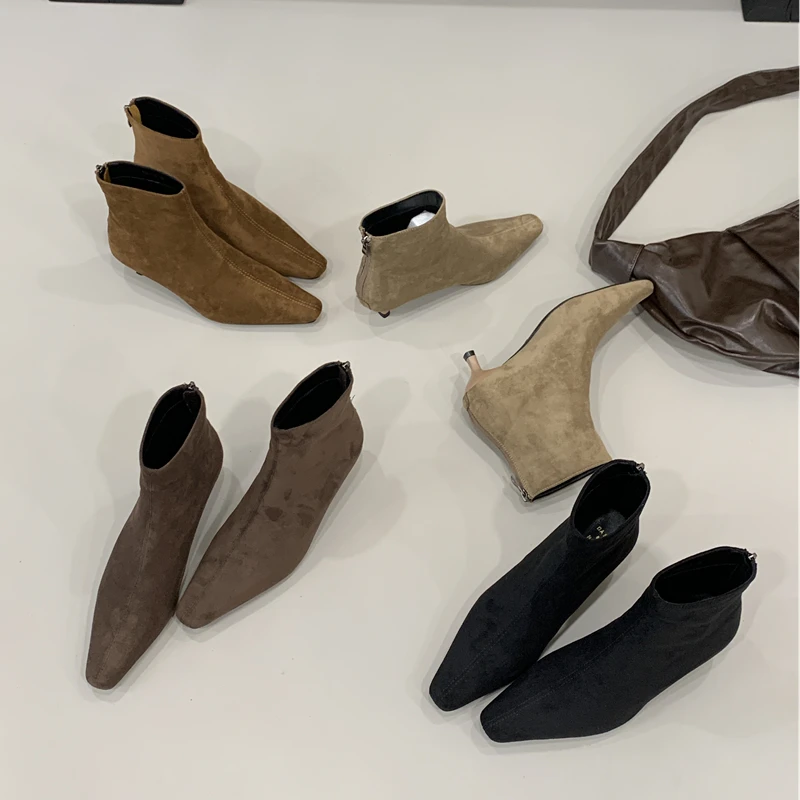 

SUOJIALUN 2025 Winter Women Ankle Boots Fashion Round Toe Ladies Elegant Short Boots Thin Low Heel Outdoor Dress Chelsea Boot