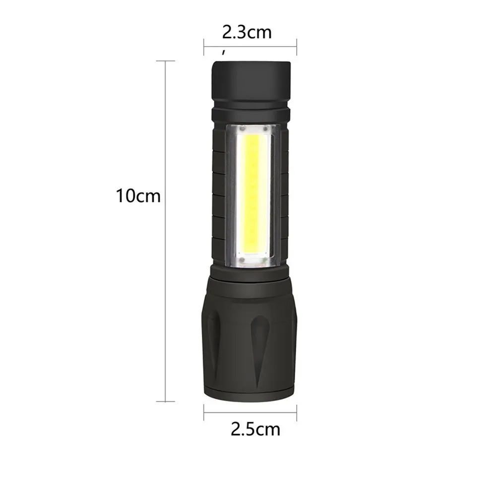 1Pcs Mini Cob Rechargeable Flashlight Emergency Lights Handheld USB Charged White Light 3 Modes for Camping Hiking Fishing