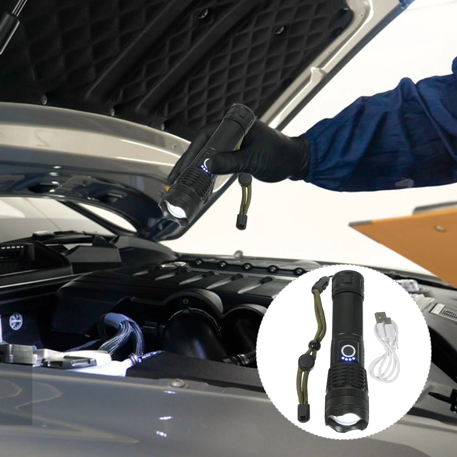 

1Pcs Rechargeable LED Spotlight with Long Comfortable Handle for Camping Fishing Sailing Dog Walking Rescue Outdoor Use