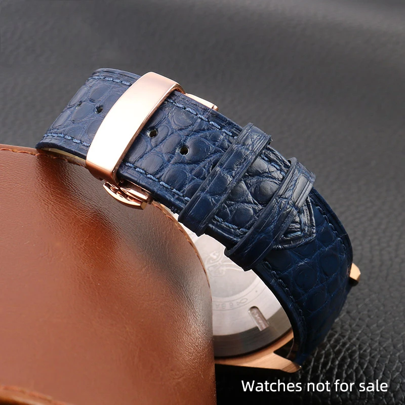 Crocodile Skin Watch Strap 16mm 18mm 19mm 20mm 21mm 22mm Bracelet For IWC Omega Rossini Longines TAG Heuer Blue Leather strap