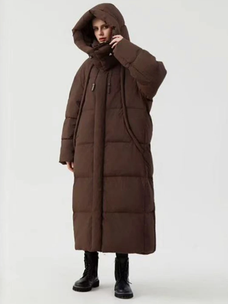 Frauen Unten Mäntel Koreanische Lose Mit Kapuze Verdicken Warme Lange 90% Ente Puffer Jacke Winter Schnee Extrem Kalte Weibliche Parkas outwear
