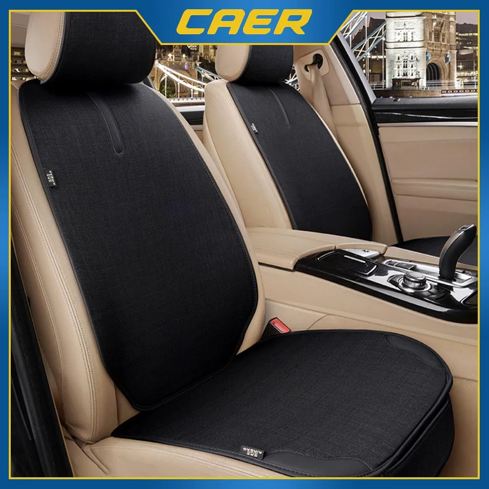 Car Seat Cover Kit Breathable Flax Front Seats Protector Backrest Cushion Universal Chair Protect Covers Non Slide Pad for Woman