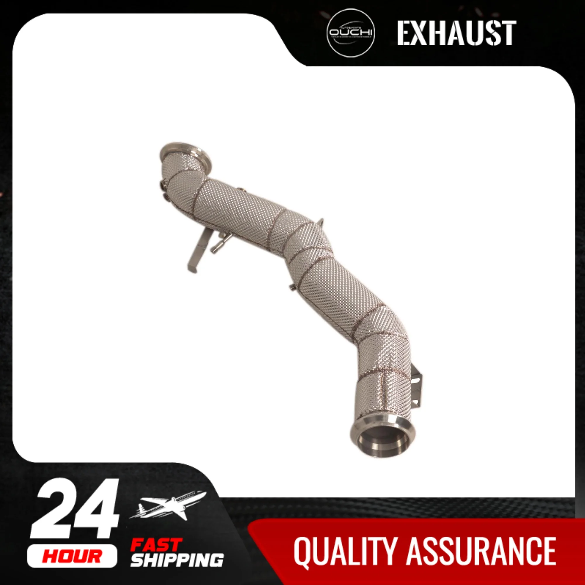 Fast shipping in 24 hours downpipe for Mercedes Benz C43 OUCHI stainless steels exhaust system With heat shield Car Accessories