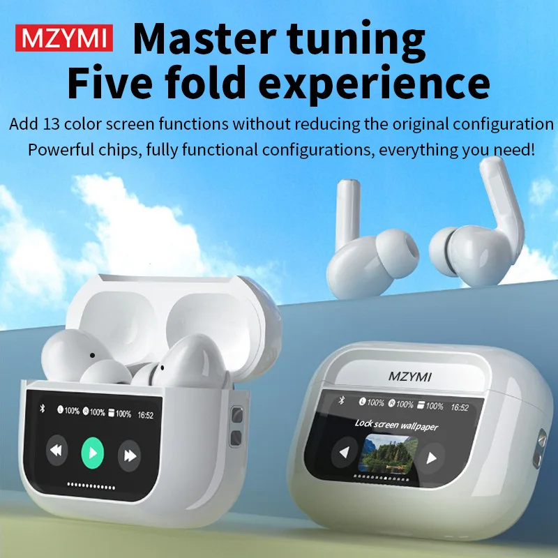 

MZYMI A8 Pro Wireless Bluetooth5.3 Earphone Noise Cancelling HIFI Stereo Sound Touch Screen Headphone New TWS Headset With Mic