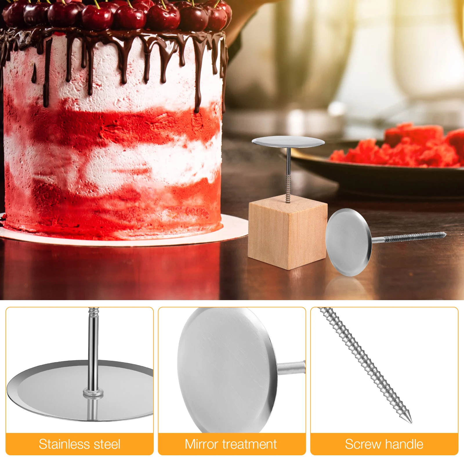 

Stainless Steel Cake Flowers Nails Kit 3.2cm 5cm Decorative Holder Decorating Supplies Beginner Set Cake Baking Tools