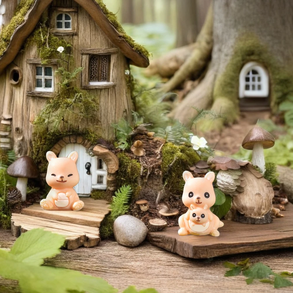 

8pcs Miniature Kangaroo Figurines Light Brown Resin Garden Decor DIY Accessories Terrarium Fairy Landscape Statue