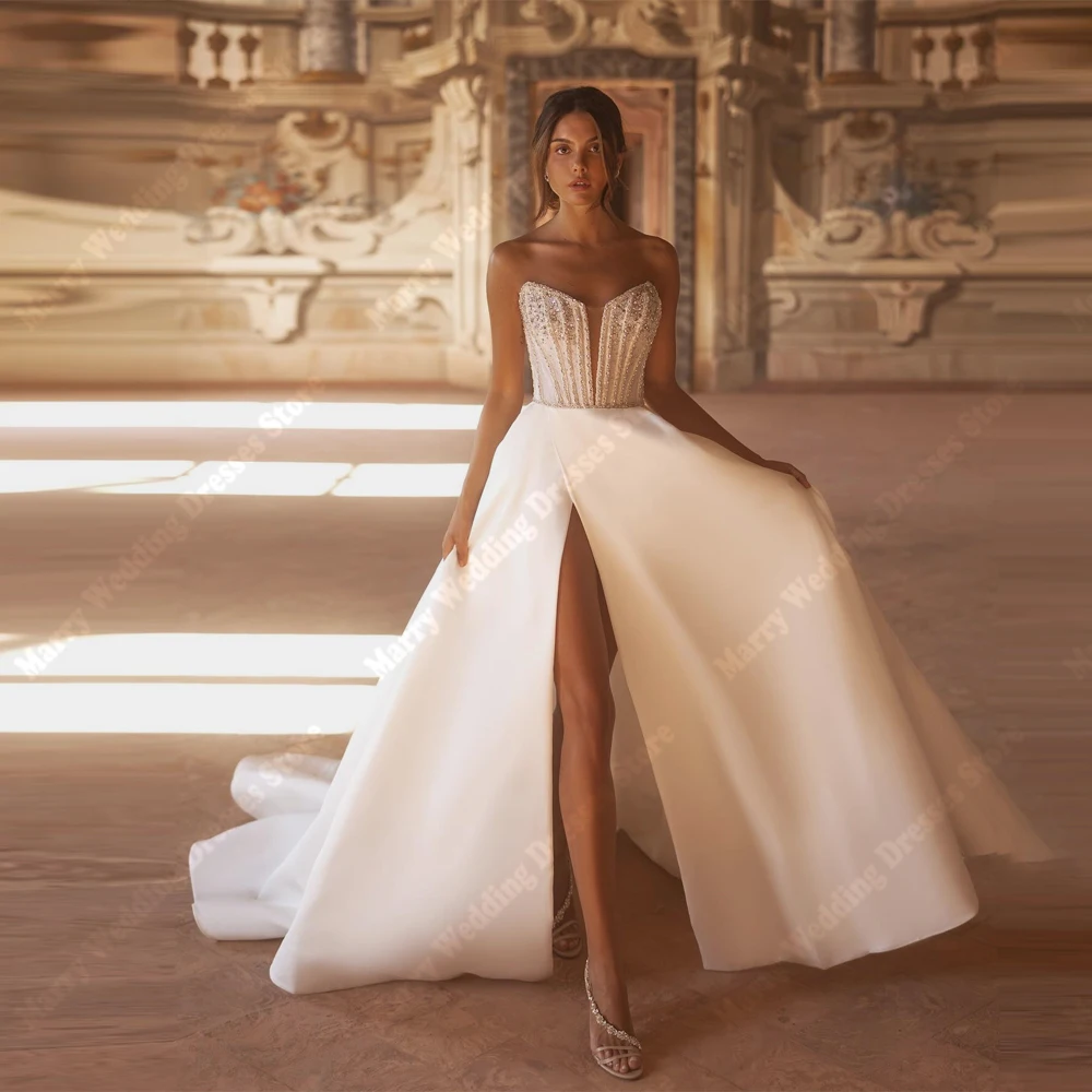 

Sweetheart Collar A-Line Women Wedding Dresses Fashion Lace Flower Print Bridal Gowns Banquet Vestidos De Novia 2025 Customized