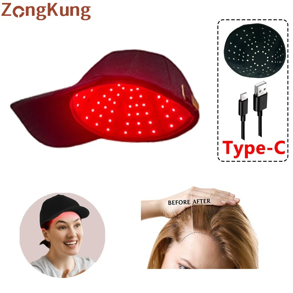 96 Light Beads Red Light Cap, Portable 660nm&860nm Near Infrared Light Anti-hair Loss Hair Growth Cap for Therapy Hair Equipment