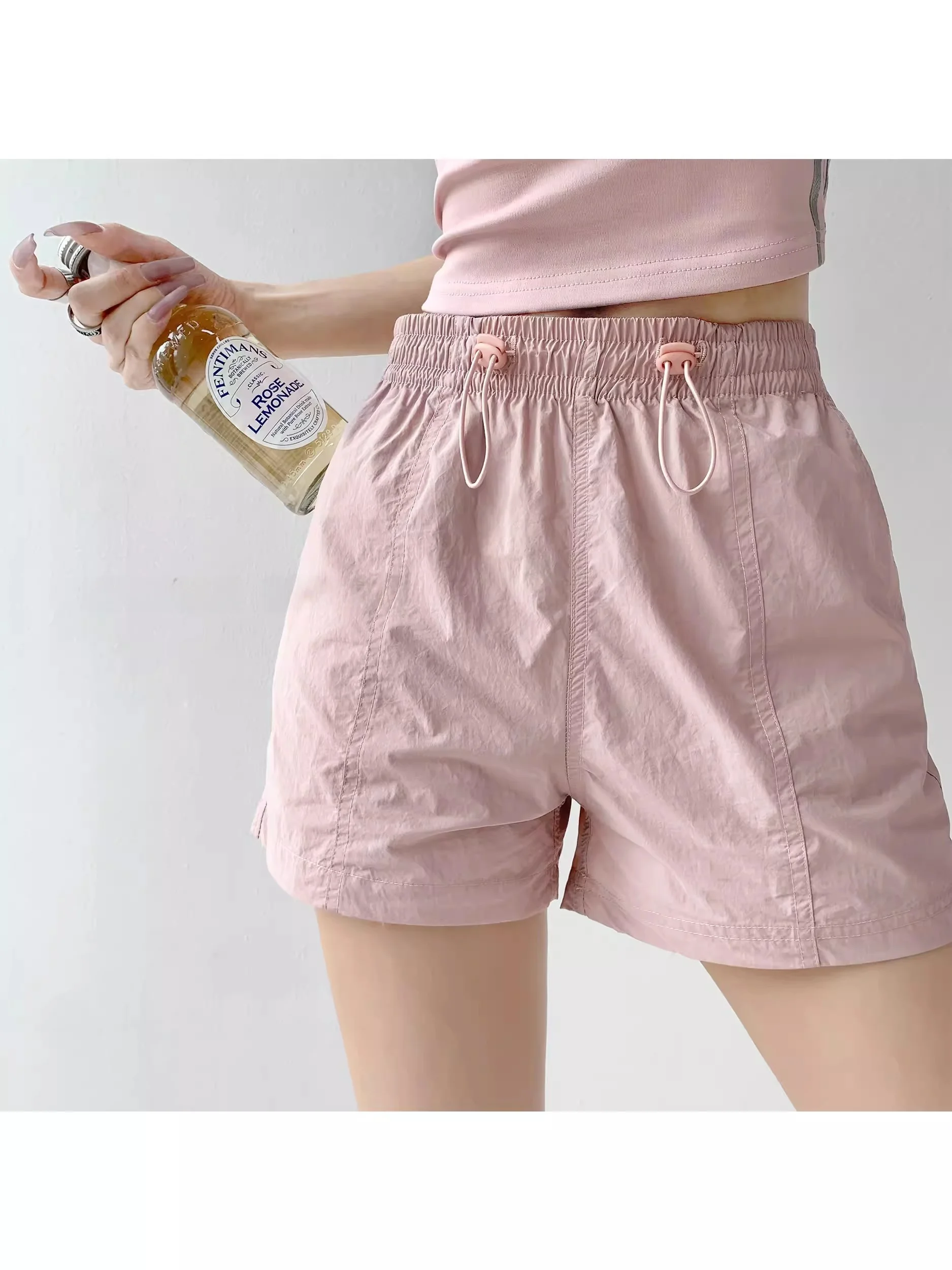 

Удобные тонкие летние спортивные шорты для работы, быстросохнущие, свободного кроя, с высокой талией, широкие брюки в корейском стиле