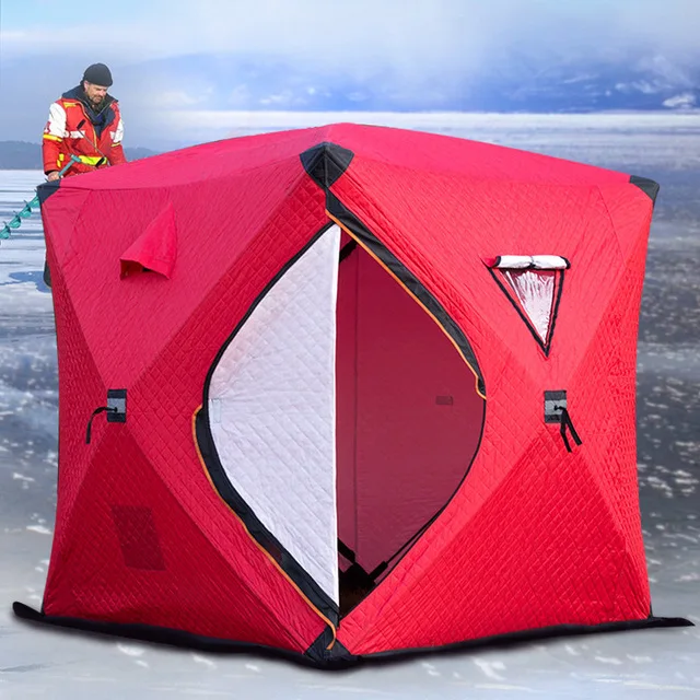 Automatic Build Large Space 2-3 Quick-Person Open Push-pull Plus Cotton Warm Outdoor Winter Ice Fishing Thickening Tent