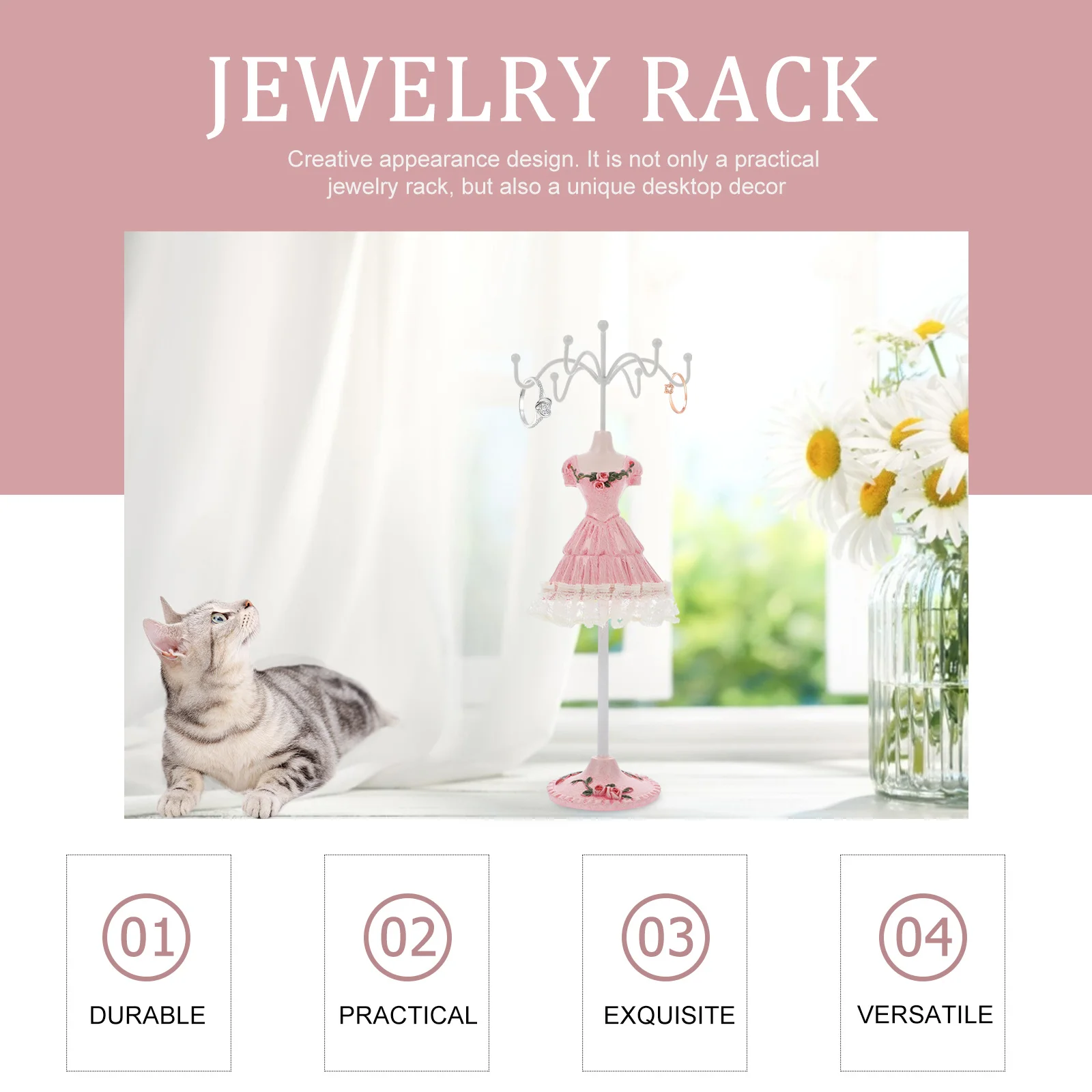 Jewelry Rack Creative Ring Storage Organizer Desktop Display Shelf For Earrings Necklaces Jewelry Storage Display Rack