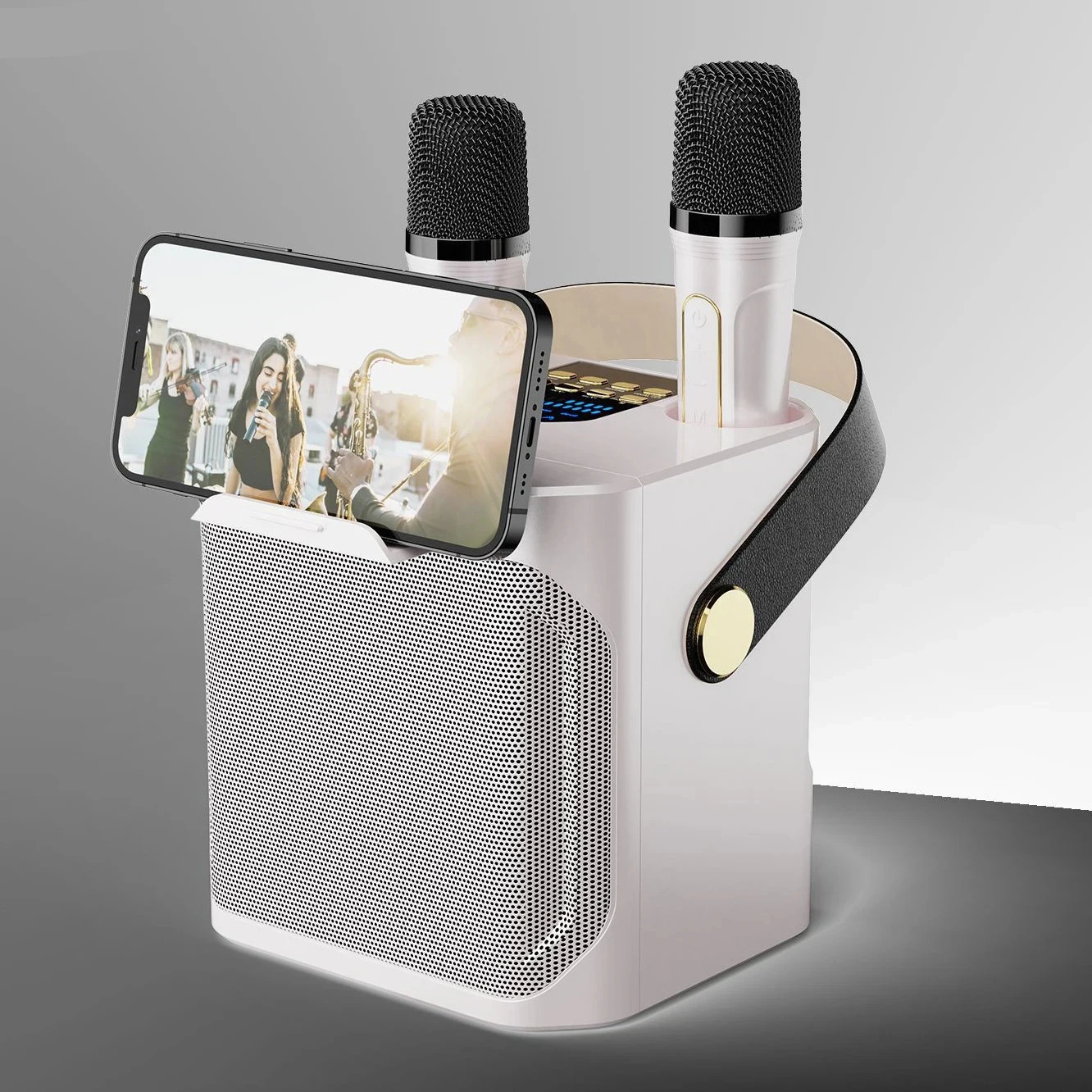Altavoz Bluetooth Portátil con Subwoofer Inalámbrico, Potente, con Micrófono, Caja de Sonido, Máquina de Música, Alta Potencia