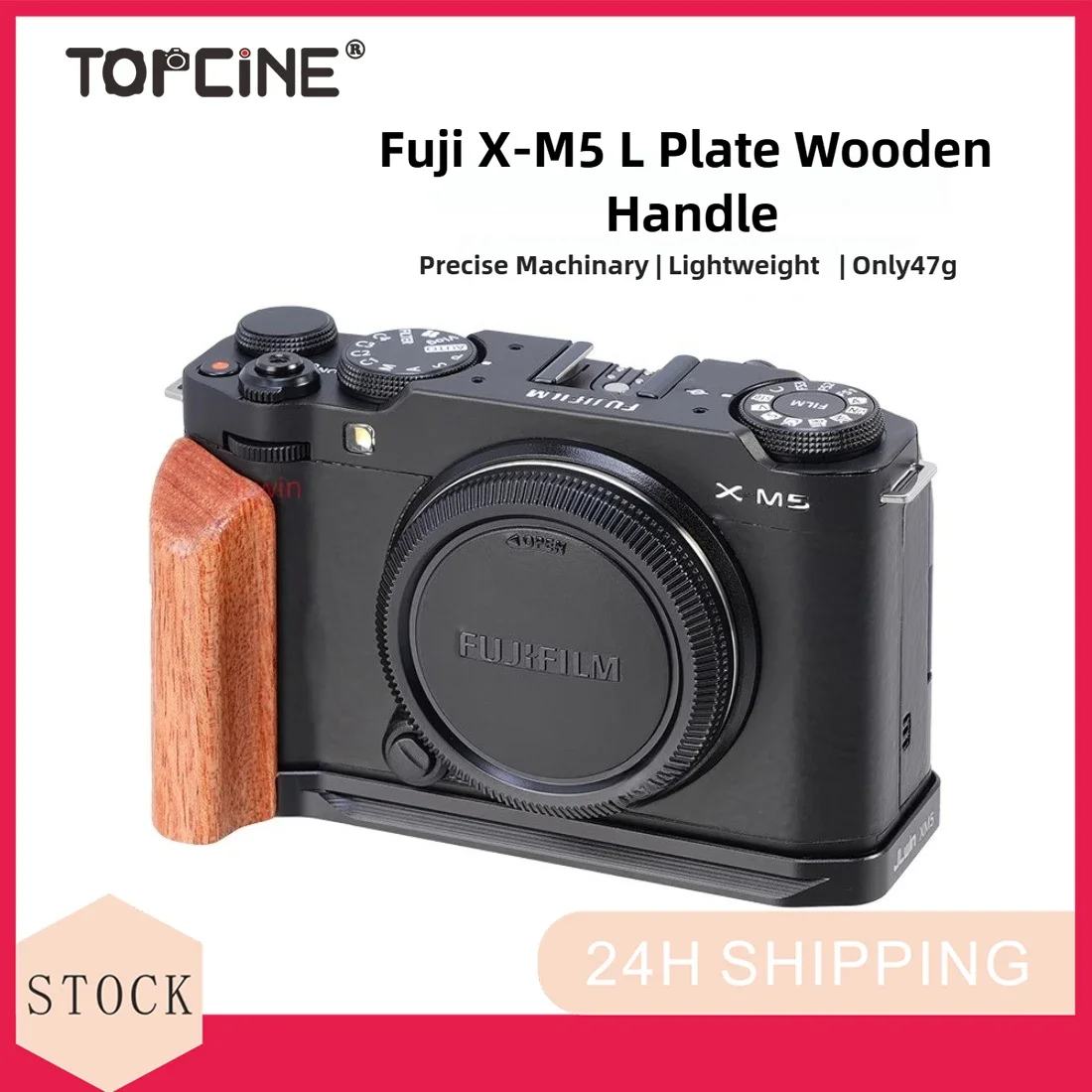 XM5 Camera L Plate with Side Grip for Fuji X-M5 Quick Release Plate Wooden L-Handle Fujifilm XM5 Handheld Grip Lightweight