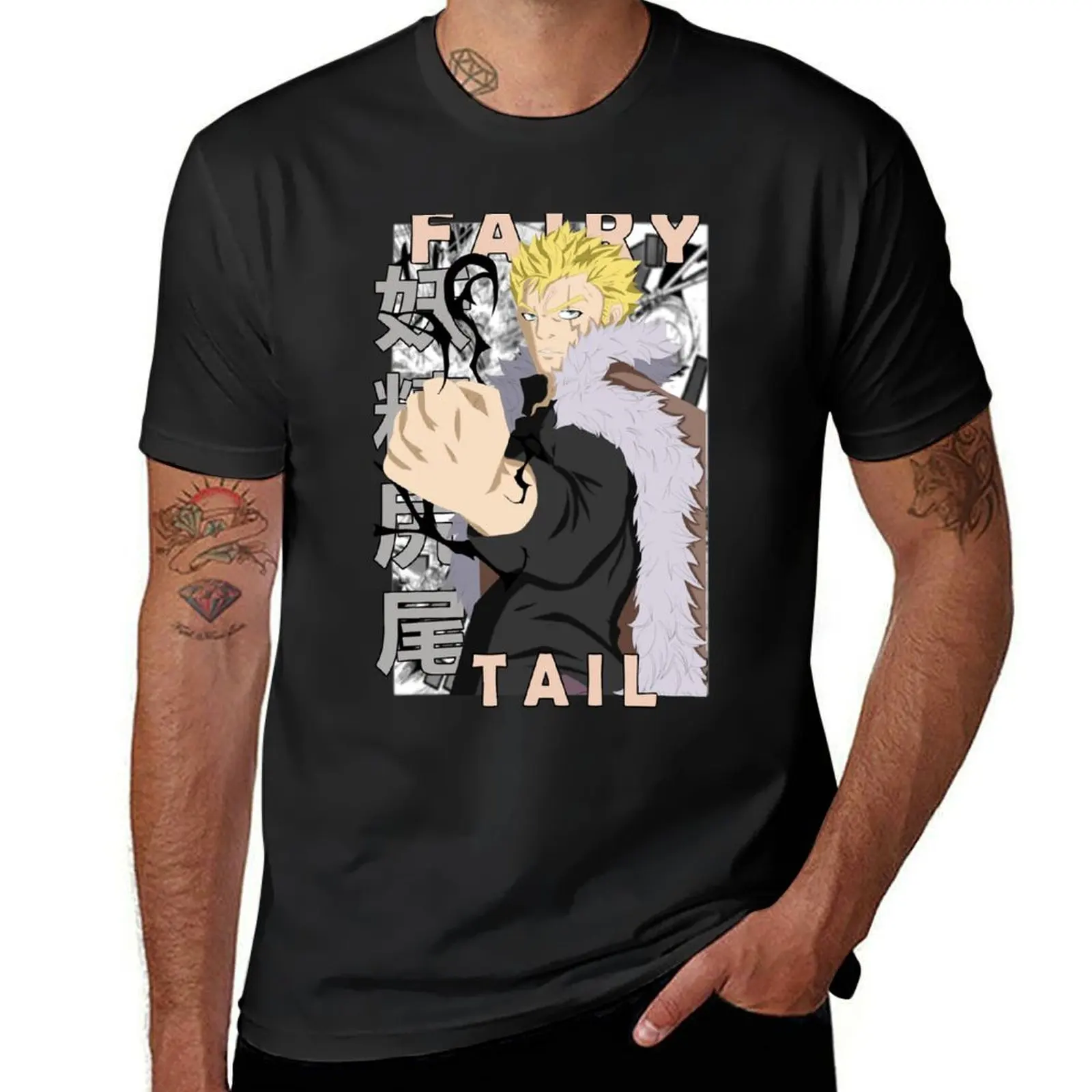 Laxus Dreyar Camiseta de Manga con diseño de telón de fondo, ropa estética, animal print para niños, moda coreana, camiseta para hombres