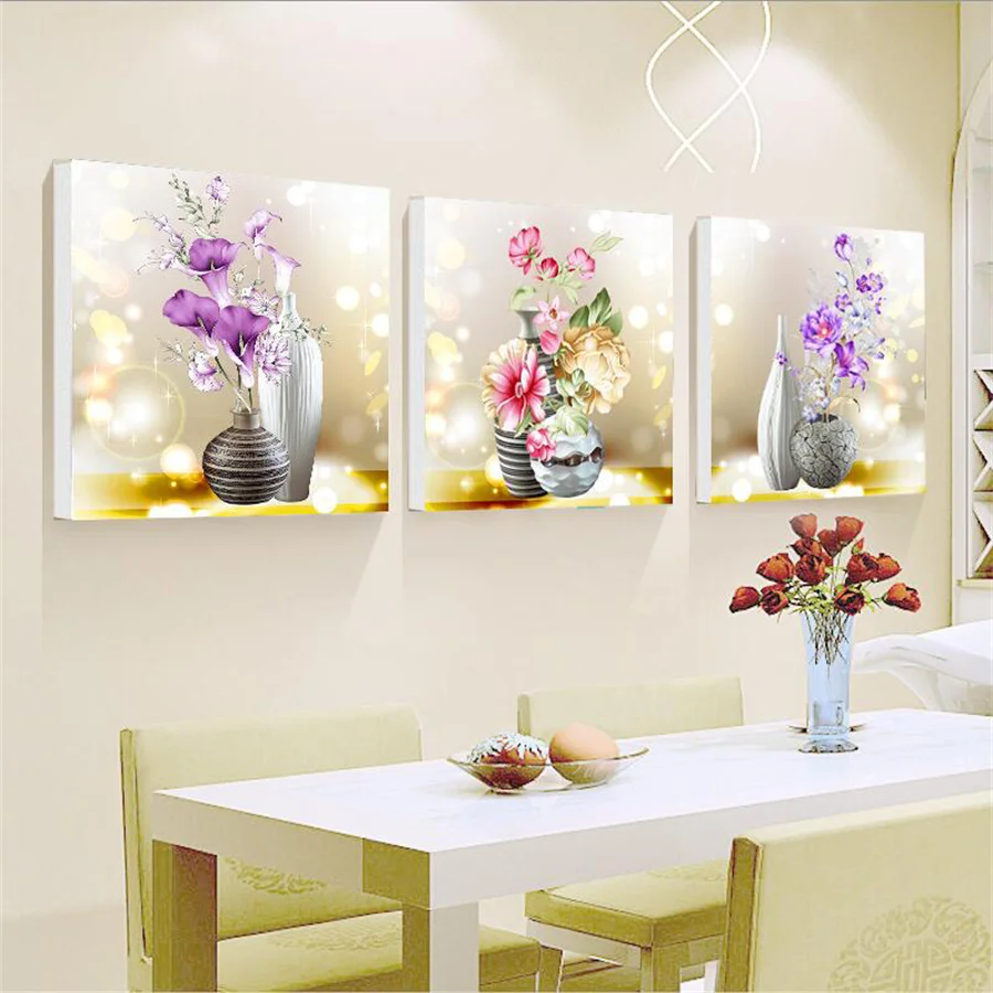 

DIY 5D Diamond Painting 3Pcs Flowers Series Kit Full Drill Square Embroidery Mosaic Art Picture Of Rhinestones Home Decor Gifts