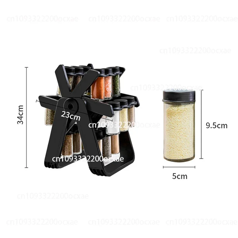 360° Rotating Spice Rack with 18 Glass Spice Jar Set Convenient Salt and Pepper Shakers Seasoning Organizer Kitchen Supplies