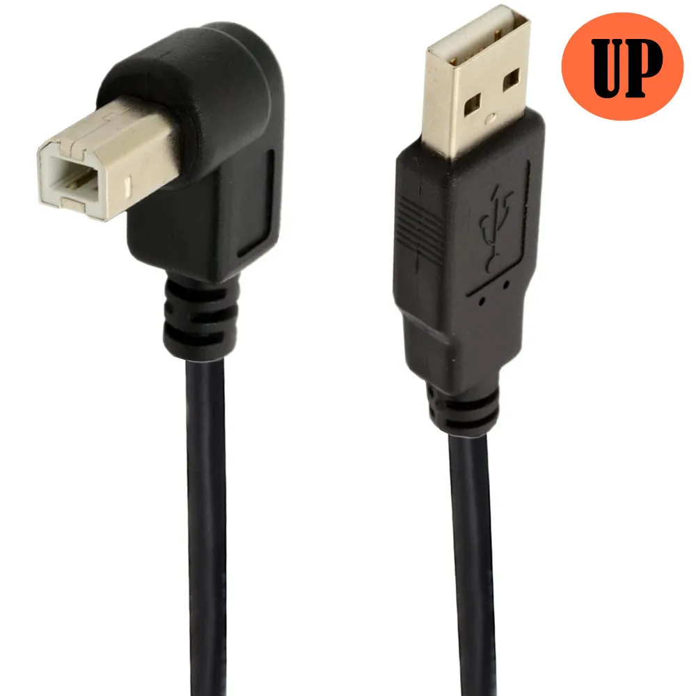 Para cima para baixo direita esquerda usb 2.0 um macho para usb b macho tipo b b bm 90 graus bm cabo angular para caixa de disco rígido impressora scanner