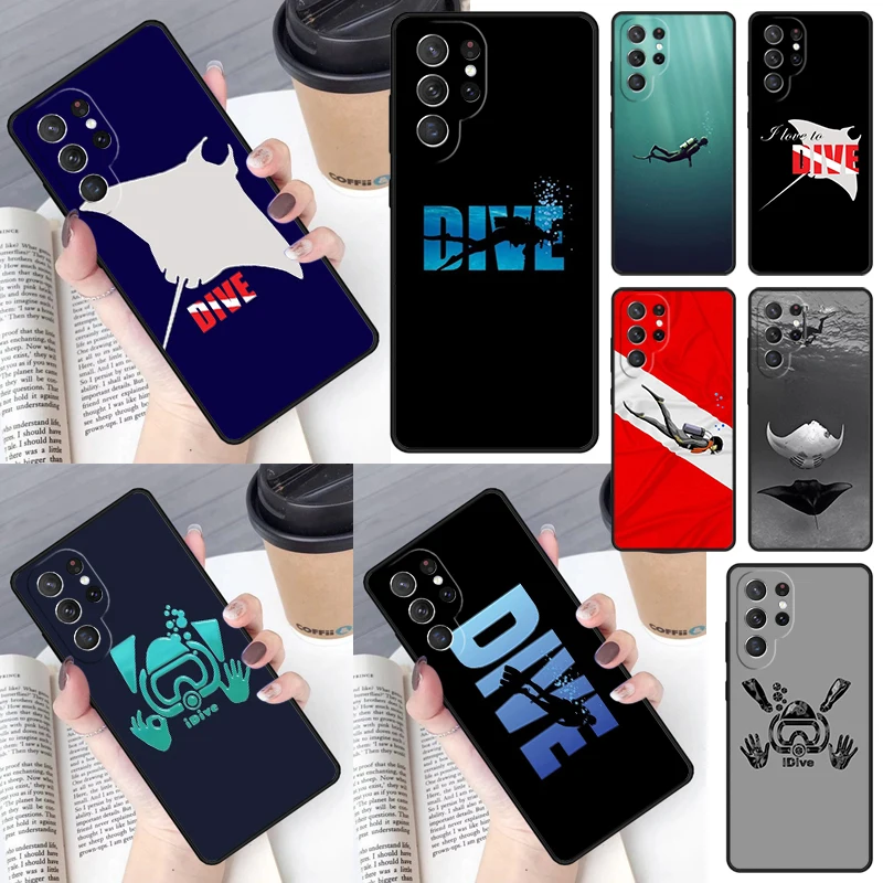 Dive Scuba Diver Shark Diving Cover For Samsung Galaxy S23 Ultra S22 S20 S21 FE S8 S9 S10 Plus Note 10 20 Ultra phone Case