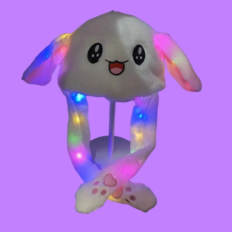 Glowing Bunny Hat with Moving Ears, Children\'s Toy Hat, Cartoon Light-up Hat